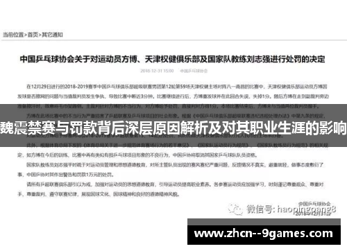 魏震禁赛与罚款背后深层原因解析及对其职业生涯的影响